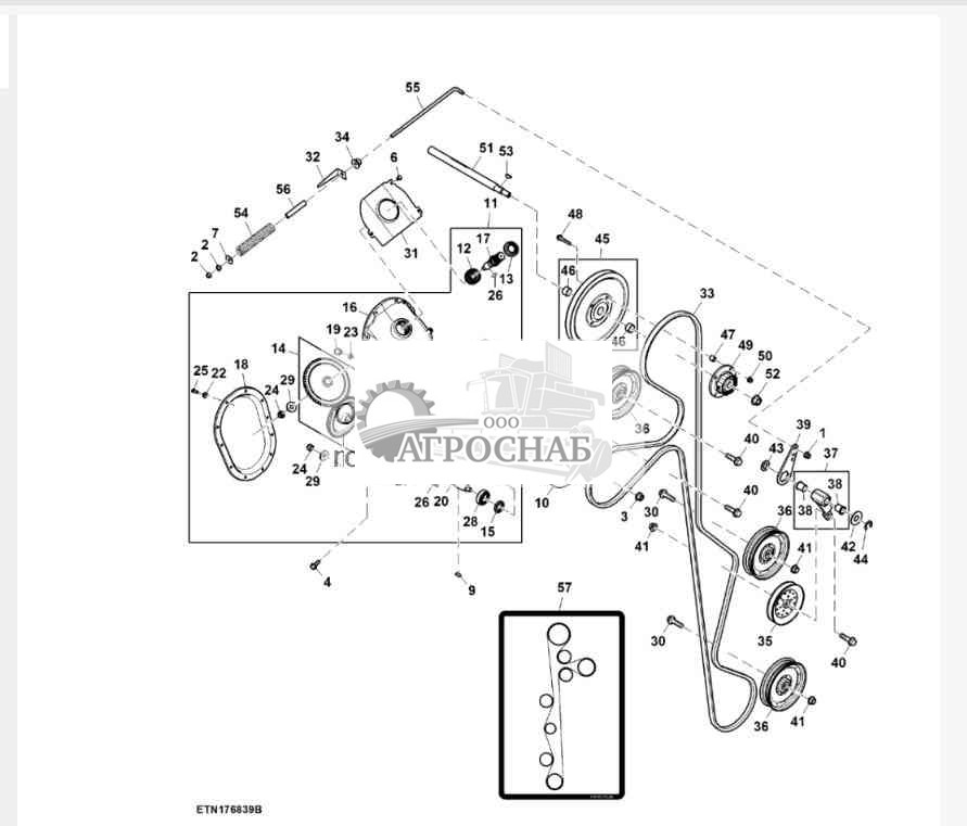 Привод элеватора чистого зерна с фрикционной муфтой 